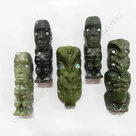 5 MAORI STYLIZED SML GREEN FIGURES