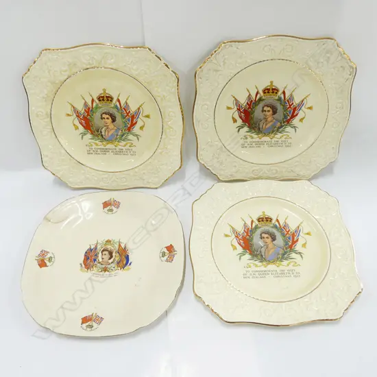 4 QEII 1953 VISIT NZ PLATES: R/WINTON & MEAKIN