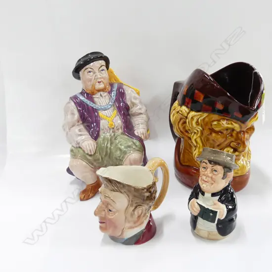 2 TOBY + 2 CHARACTER JUGS; DOULTON ETC