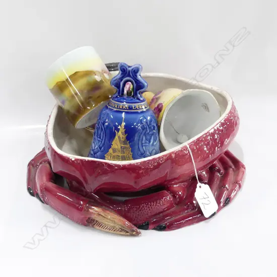 9 FINE CHINA PCES: CRAB BOWL,  2 BELLS, B&G, BAYREUTH..