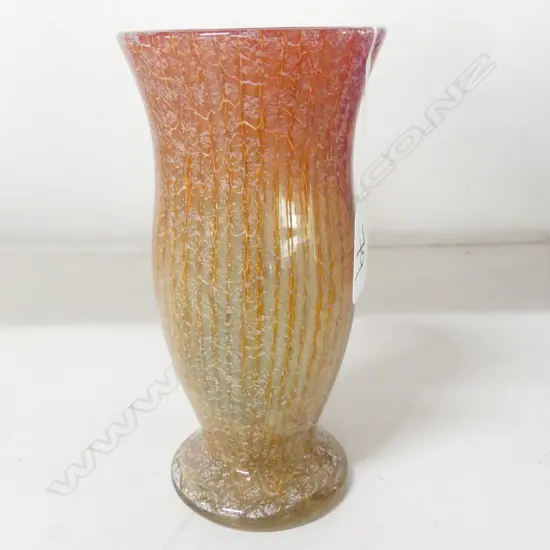 WMF IKORA ART GLASS VASE ORANGE GOLD..