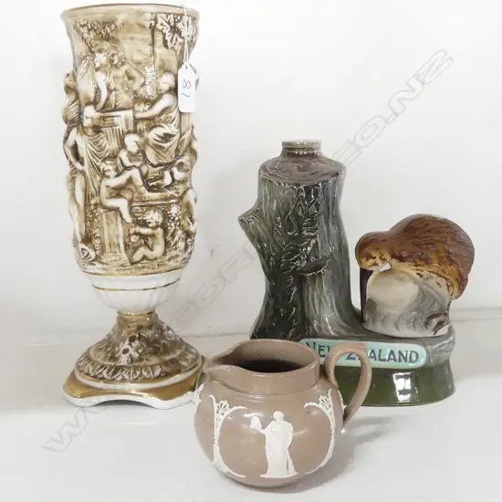 NZ KIWI JIMBEAM DECANTER + VASE +JUG