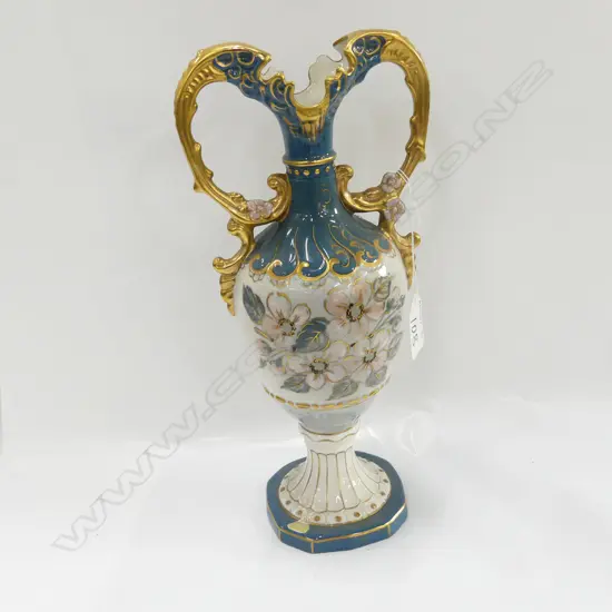 ROYAL DUX URN FLORAL & GILT