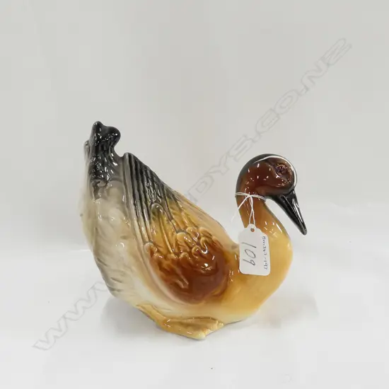 SPANISH CERAMIC GLAZED DUCK SCULPTURE