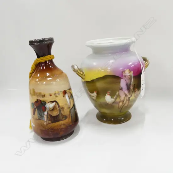 R/BAYREUTH CHICKENS VASE + OTHER