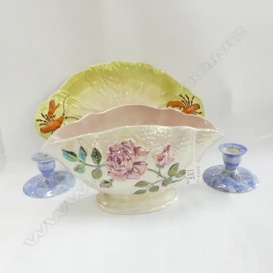 MALING VASE + PR CANDLESTICKS & CARLTON DISH