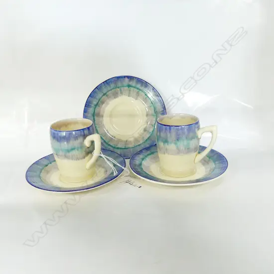 CLARICE CLIFF PR CUPS & 3 SAUCERS MATCHING