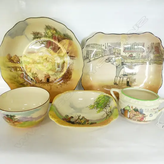 5 R/DOULTON  PCES; 3 DISHES ETC