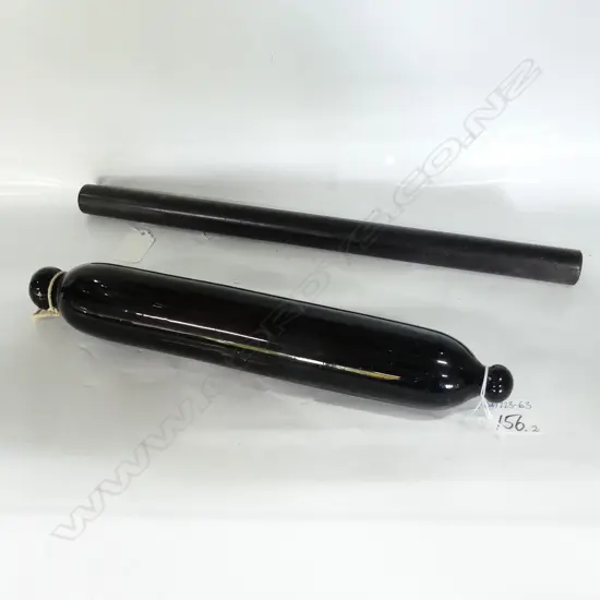 VICTORIAN DARK PURPLE GLASS ROLLING PIN & RULER