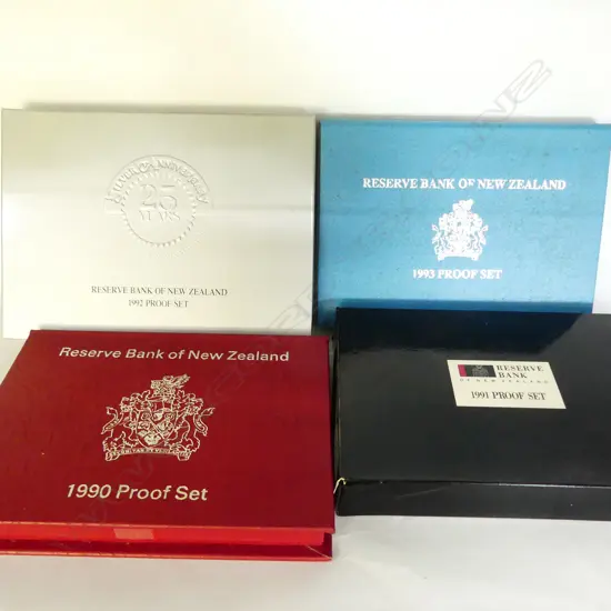 4 NZ COIN PROOF SETS '90-'93