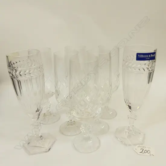 PR VILLEROY & BOCH CHAMPAGNE GLASSES + 6 CRYSTAL GLASSES