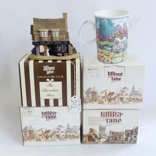 4 BOXED LILLIPUT LANE HOUSES + MUG