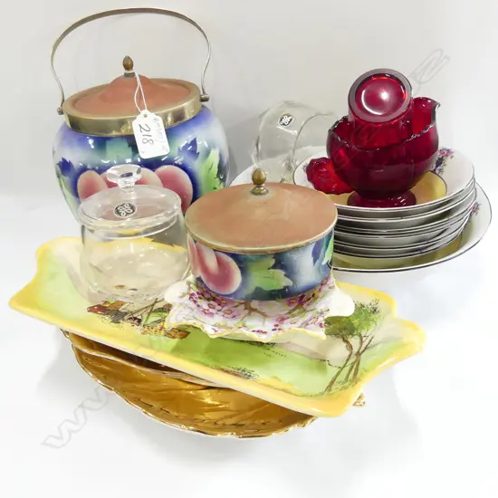 DECO LUSTRE BISCUIT BARREL & DISH, DOULTON, BOWL SET ETC