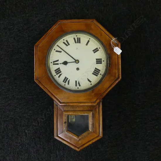 CIRCA 1900 OCTAGONAL WALLCLOCK WITH DROP PENDULUM