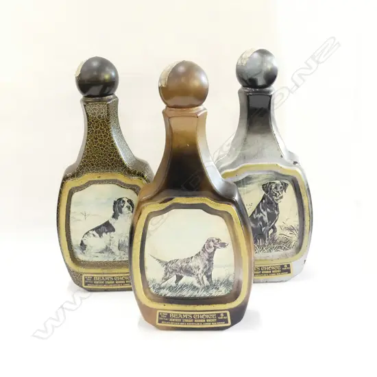 3 JIM BEAM DECORATED DECANTERS 