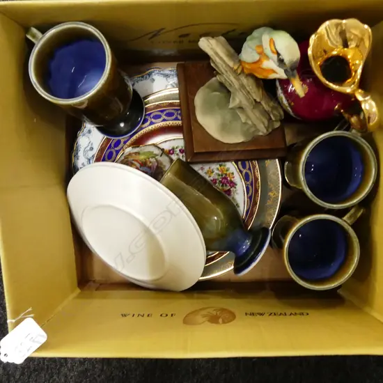 BOX OF CHINA - PLATES/LIMOGES/BIRD ETC