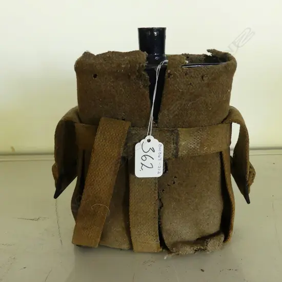 WWI BLUE ENAMEL FLASK CANVAS OUTER