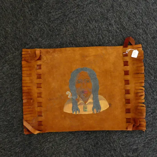 VINTAGE LEATHER 'WAHINE NZ' DECORATED PANEL