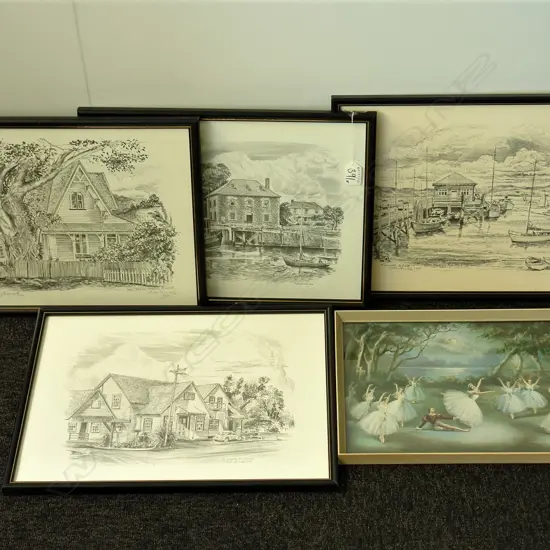 4 NZ LANDSCAPE PRINTS + 1 OTHER + TREATY OF WAITANGI PRINT