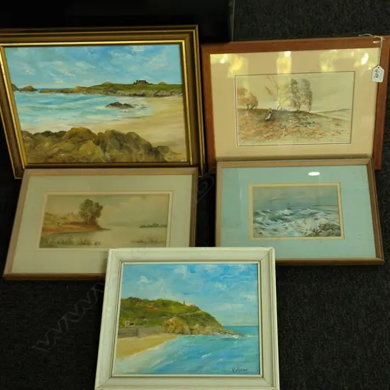 FIVE VARIOUS SMALL OILS & W/Cs