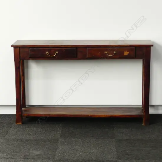 2 DRAWER TEAK  HALL TABLE