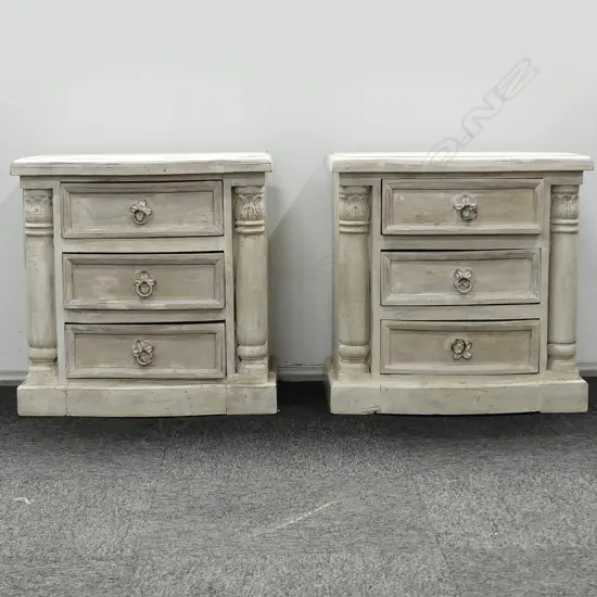 PR OF LIME WASHED BEDSIDE CABINETS
