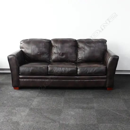 LEATHER 3 SEATER BROWN SOFA