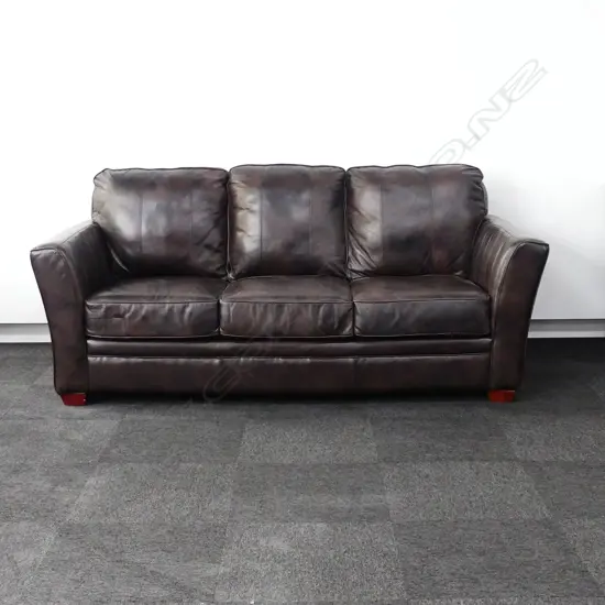 LEATHER 3 SEATER BROWN SOFA