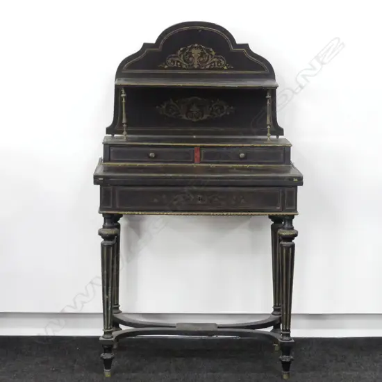 19THC FRENCH BRASS INLAID EBONISED DESK A.F.