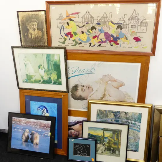 10 VARIOUS; EMBROIDERY, PEARS PRINT, ARTWORKS