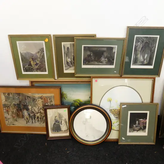 10 VARIOUS; W/C, OIL, ENGRAVINGS