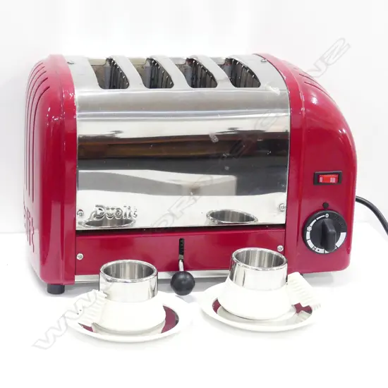 DUALIT 4-SLICE TOASTER & TWO ART DECO STYLE COFFEE CUPS