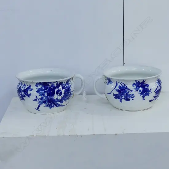 A PAIR OF ROYAL  DOULTON FLORAL DECORATED CHAMBER POTS
