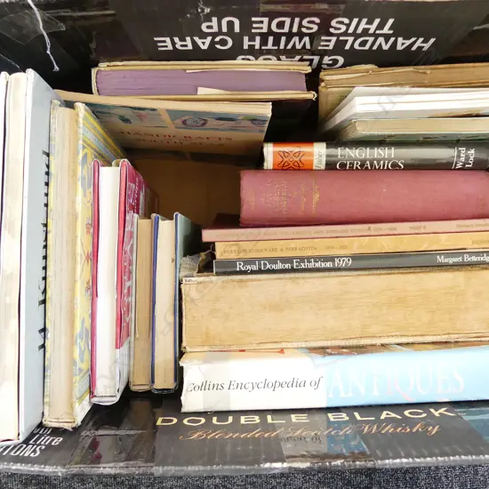 LG BOX ASST ANTIQUE GUIDES, INC; DOULTON, CERAMICS, GLASS