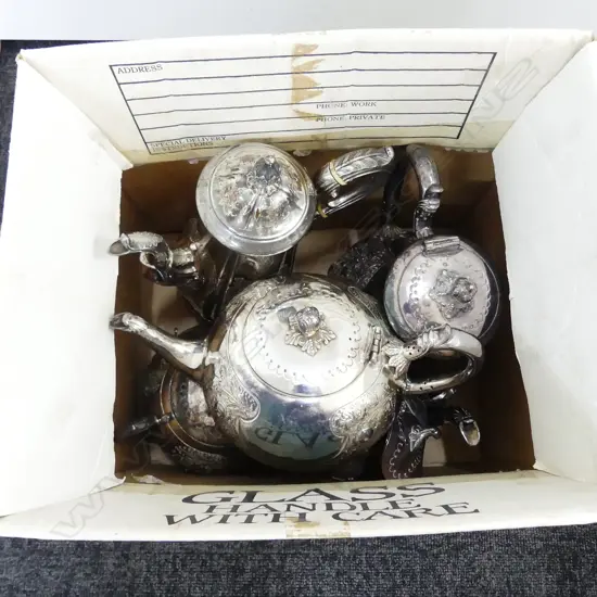 A 4 PC EP VICT TEA SET WITH A COFFEE POT