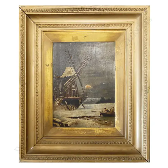 OIL PAINTING WINDMILL, GILT FRAME