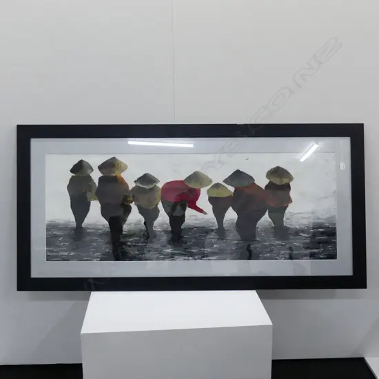 A FRAMED CONTEMPORARY FIGURATIVE PAINTING 770X1660MM