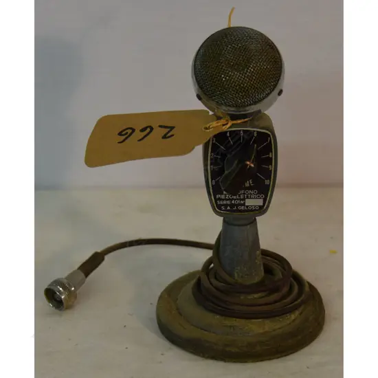 Model Microphono Piezeielectrico, by Geloso, mic on stand. H.200mm