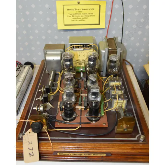 Model Billman Museum 2A3 amplifier, by Gerry Billman, open construction. L.510mm