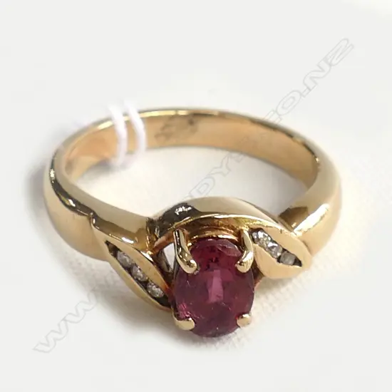 9CT TOURMALINE ? & DIAMOND RING