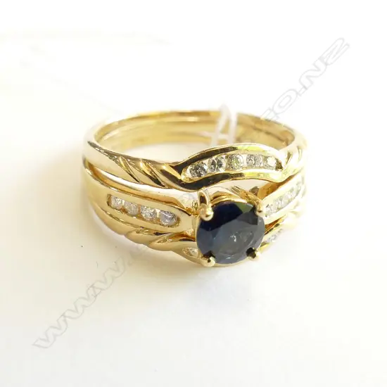 18CT YELLOW GOLD SAPPHIRE AND DIAMOND RING