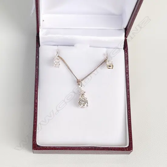 STG SILVER CZ PENDANT AND MATCHING EARRINGS, BOXED