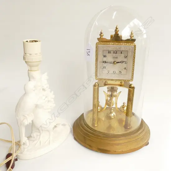 KUNDO GERMAN DOME CLOCK & WHITE PEACOCK LAMP BASE