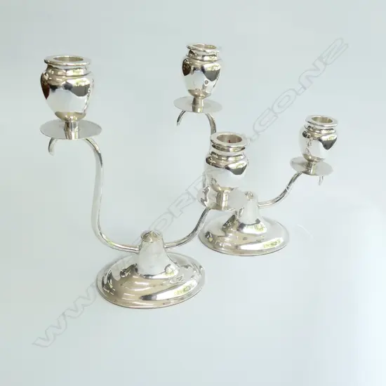 PR OF STG SILVER CANDLEHOLDERS 190MM W