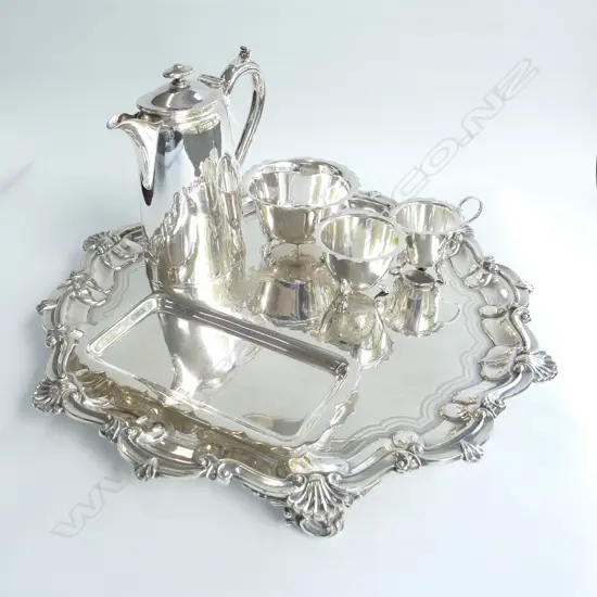 EP TRAY 450MM DIA; COFFEE POT, MILK, SUGAR, BOWL, TRAY