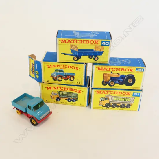 5 MATCHBOX INCL FORD TRACTOR IN ORIGINAL BOXES