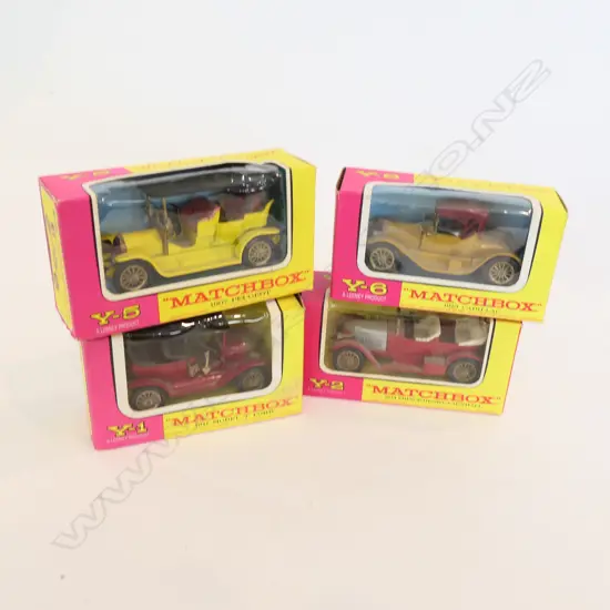 4 MATCHBOX "MODELS OF YESTERYEAR" PINK & YELLOW WINDOW BOXES