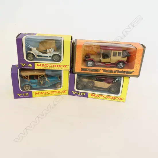 3 MATCHBOX "MODELS OF YEASTERYEAR" PURPLE & YELLOW WINDOW BOXES + 1912 ROLLS ROYCE