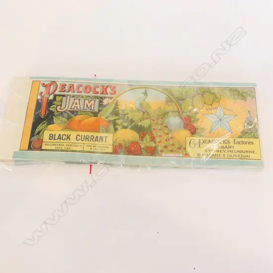  PEACOCK'S  'BLACK CURRANT' CAN LABELS (APPROX 80)