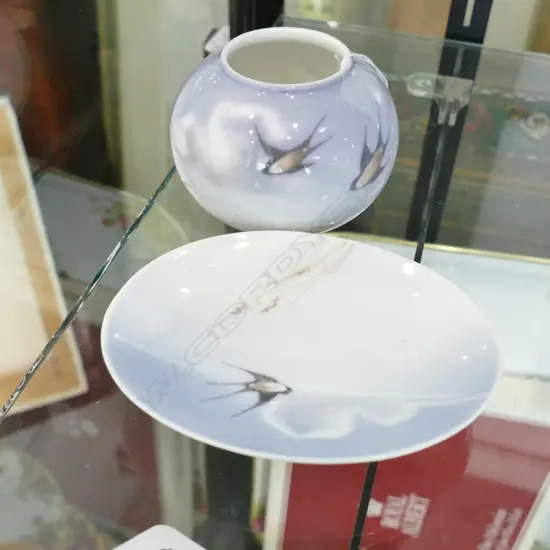 ROYAL COPENHAGEN SWALLOW PIN DISH AND VASE